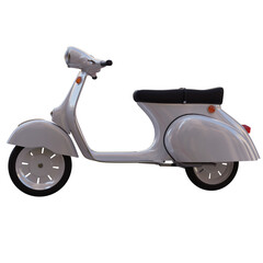 3d render white scooter with transparent background