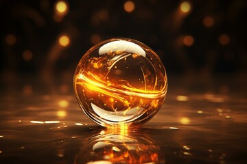 Obraz premium Polished Shiny glowing ball. Shining party event sphere decoration. Generate ai