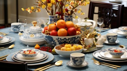 Naklejka premium feast chinese new year rat blue gold