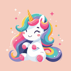 Colorful isolate cute unicorn. Vector illustration.