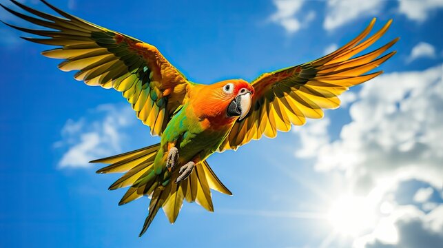 colors sun conure flying