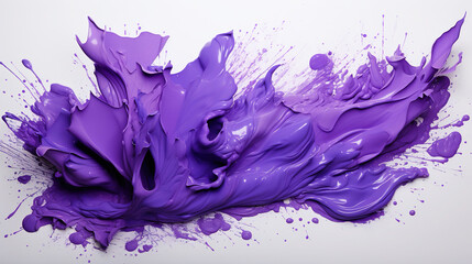 Knolling Strokes of Purple Color Liquid Paint On The White Backdrop