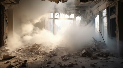 room blurred demolition interior