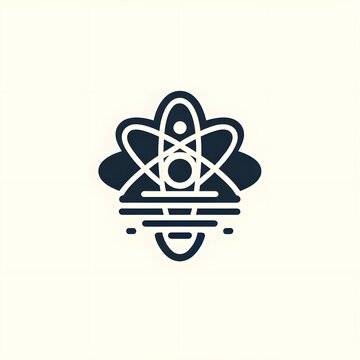 Minimalist atomic explosion logo on a white background