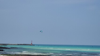 kite surfing on the beach
