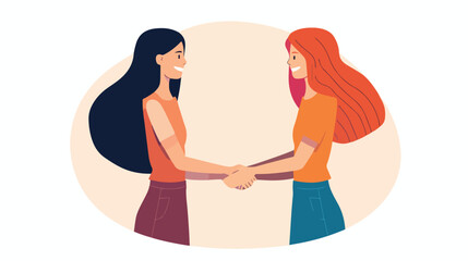 Women shaking hands isolated on white style vector
