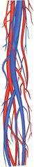 red and blue ribbon on white