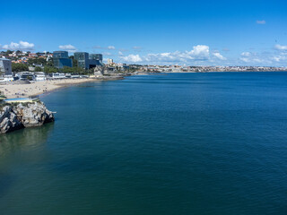 Aerial view of the Atlantic beaches of Cascais.