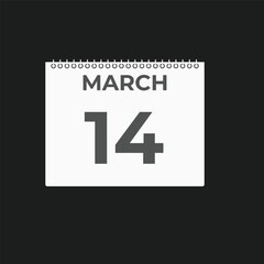 March 14 calendar reminder. 14 March daily calendar icon template. Calendar 14 March icon Design template. Vector illustration

