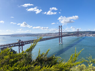 25 April Bridge. Impressive engineering work over the river Tagus.