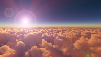 above clouds fly sunset sun ray illustration