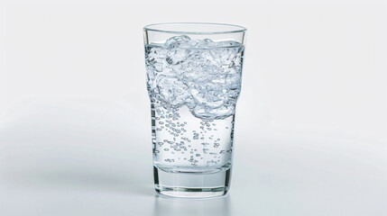 Glass of clean cool water on white background