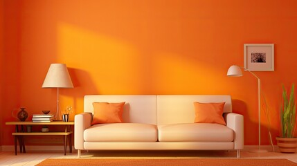 vibrant blurred orange home interior