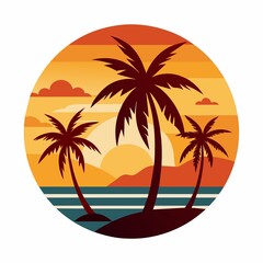 tropical island with palm trees t-shirt design