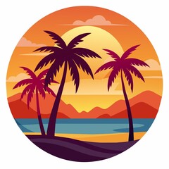 tropical island with palm trees t-shirt design