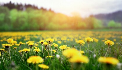 Obraz premium タンポポの咲く野原