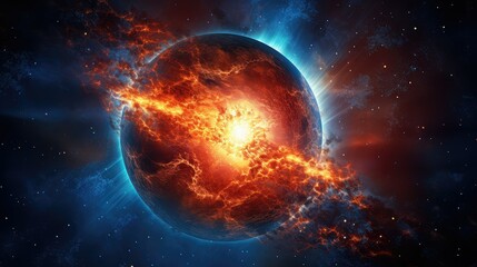 Fototapeta premium space sun and blue earth