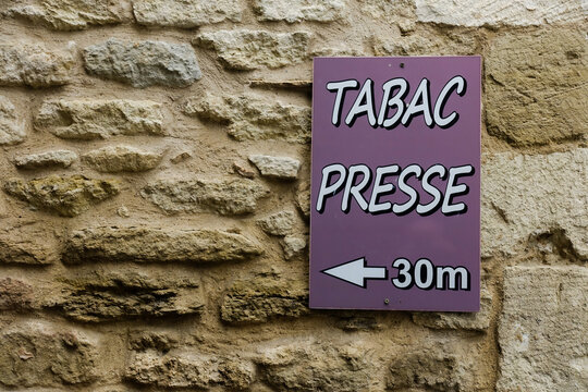 presse and tabac text sign of tobacco store and French press library shop
