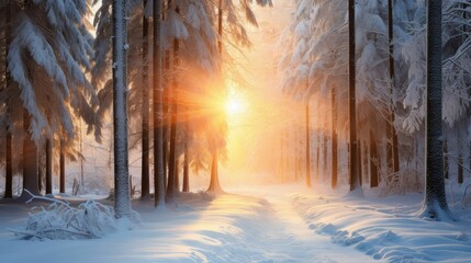 rise sun in winter