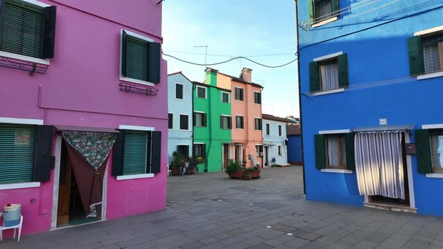 The colourful houses of Burano Island, Venice, Italy