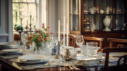 Fototapeta premium dining blurred traditional interior