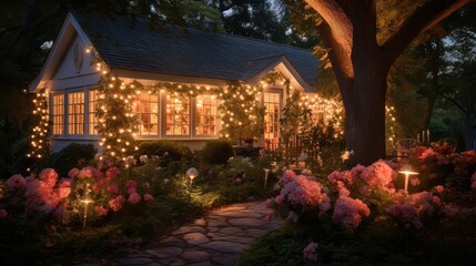 cottage landscape lighting house