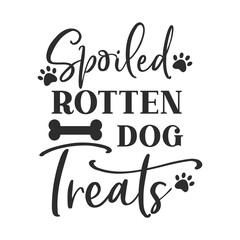 Spoiled rotten dog Treats vector quote. Dog treat isolated on white background. Pets food symbol. Bone shaped treats for dogs. Vector illustration.