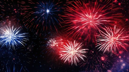 Fototapeta premium explosion fireworks red white and blue