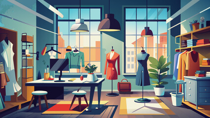 clothing workshop only sewn new fashion clothes


