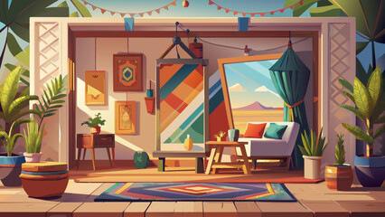 creative open-air room overlooking the desert