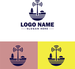 antenna icon Aerial Receiver Transmitter flat logo sign symbol editable vector