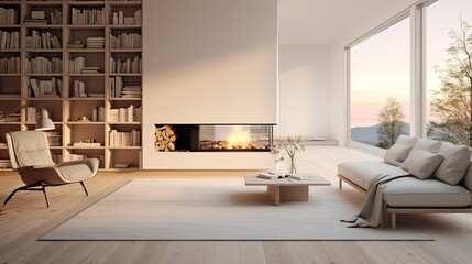 tranquility blurred living room modern interior