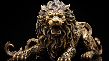 intricately golden lion