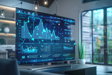 Obraz premium Virtual meeting screen showing detailed housing market analytics technology enhancing real estate decisions 