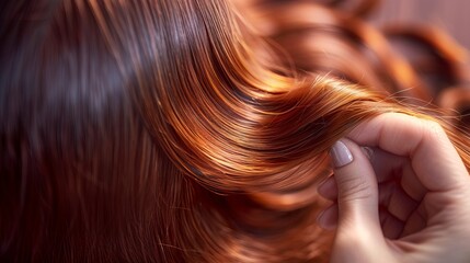 Fototapeta premium Healthy, Shiny Hair Post-Dye Highlights the Successful Recovery of Hair Structure