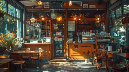 Afternoon coffee shop. Generative AI.