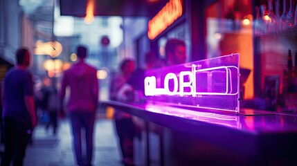 trendy purple neon lights In the second photograph
