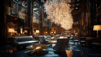 elegance blurred hotel lobby interior