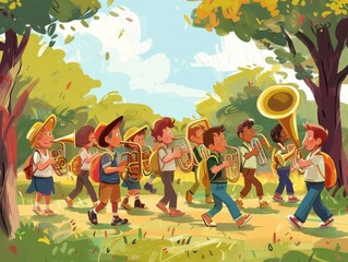 A band practicing for the school parade