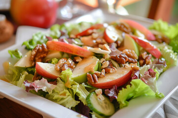 Waldorf Salad with champagne dressing walnuts and crisp apples a refreshing classy side 