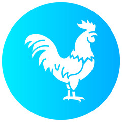 rooster round glyph vector icon