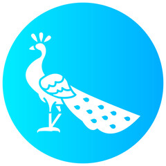 peacock round glyph vector icon