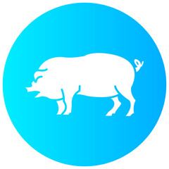 pig round glyph vector icon