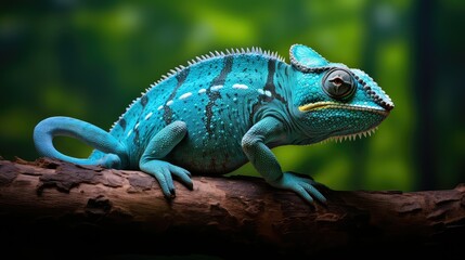 Obraz premium branch blue chameleon