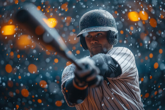 Action of professional baseball player in professional arena stadium AI Generative