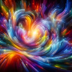 Fototapeta premium Rainbow Rapture characterized by abstract colorful shapes cascading and intertwining in a radiant display of vibrant hues and energetic patterns