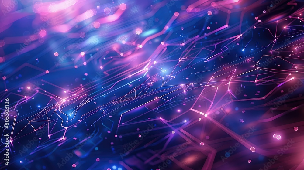 Fototapete deep blue and purple background with various lines, geometric shapes, and structures overlapping to 