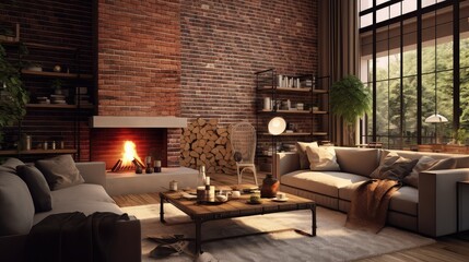 industrial brick interior