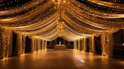 decorated gold string lights