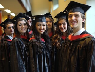 Graduate posing with their classmates. 